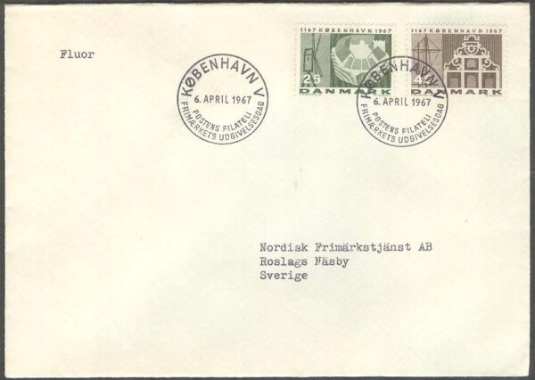 Danmark - FDC 1967-04-06 - Köpenhamn 800 år, 2 kpl Adressat
