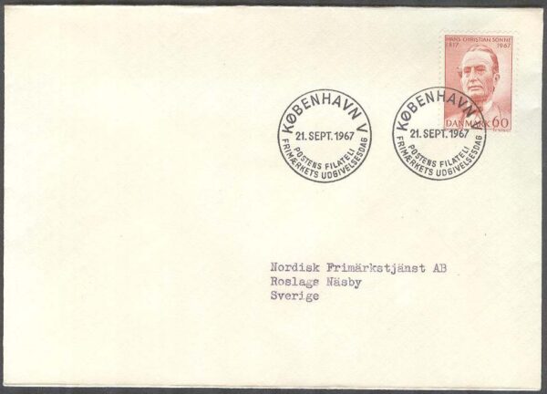 Danmark - FDC 1967-09-21 - Hans Christian Sonne, 1 kpl Adressat