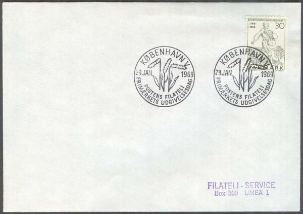 Danmark - FDC 1969-01-29 - Lanthushållningsällskapet 200 år, 1 kpl Adressat