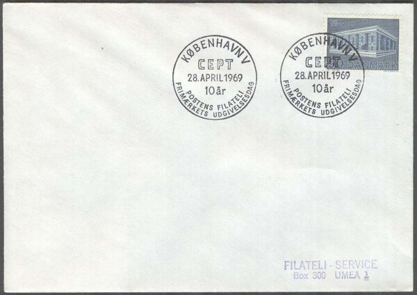 Danmark - FDC 1969-04-28 - Europa CEPT 1969 - CEPT 10 år, 1 kpl Adressat