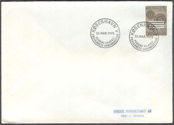 Danmark - FDC 1973-03-22 - Arbetsskyddslagen 100 år, 1 kpl Adressat