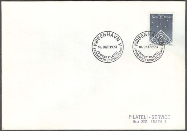 Danmark - FDC 1973-10-18 - Tycho Brahe - Astronom, 1 kpl Adressat