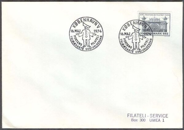 Danmark - FDC 1974-06-15 - Pantomimteatern 100 år, 1 kpl Adressat