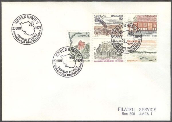 Danmark - FDC 1974-06-20 - Motiv från ön Fyn, 5 kpl Adressat