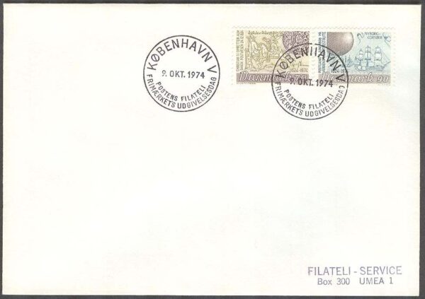Danmark - FDC 1974-10-09 - Danska Postväsendet 350 år, 2 kpl Adressat
