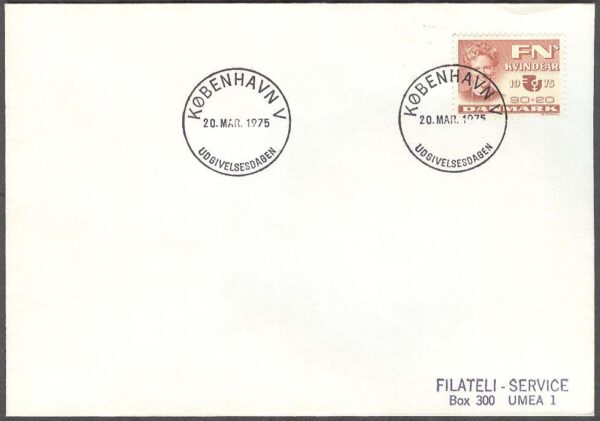 Danmark - FDC 1975-03-20 - Internationella Kvinnoåret, 1 kpl Adressat