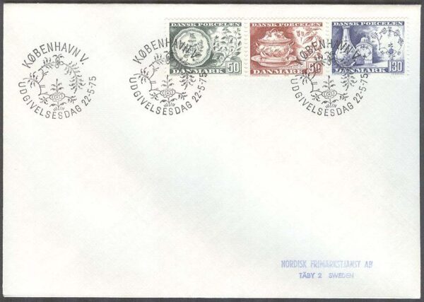 Danmark - FDC 1975-05-22 - Danskt porslin, 3 kpl Adressat