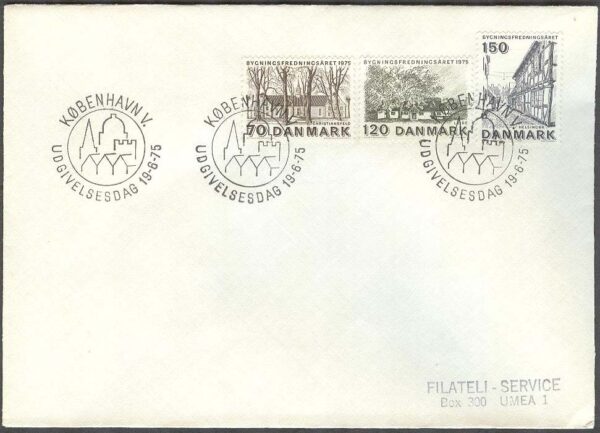 Danmark - FDC 1975-06-19 - Byggnadsvårdsåret 1975, 3 kpl Adressat
