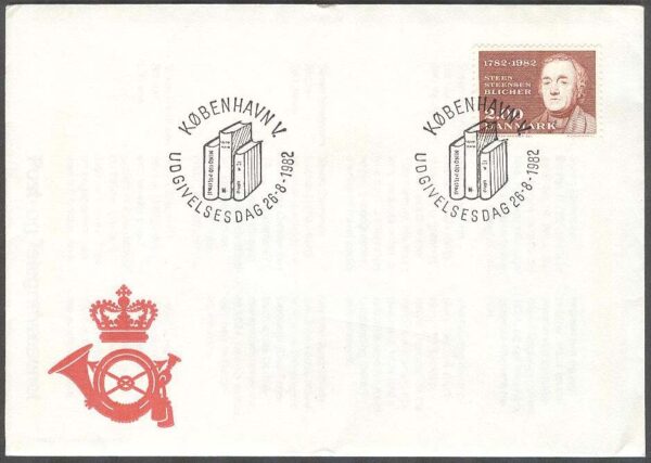 Danmark - FDC 1982-08-26 - Steen S Blicher 200 år - Författare, 1 kpl Vinjett 1