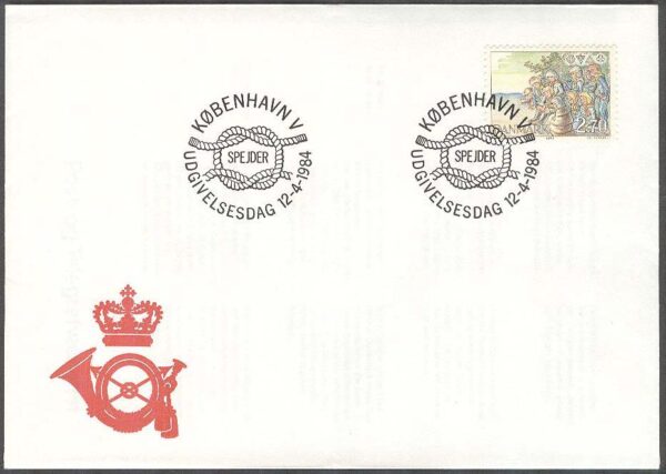 Danmark - FDC 1984-04-12 - Scouting - Scouter, 1 kpl Vinjett 1