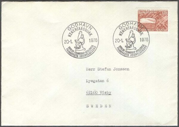 Grönland - FDC 1978-01-20 - Meteorit - Vetenskapliga undersök 100 år, 1 kpl Adressat