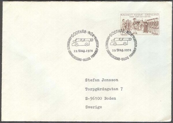 Grönland - FDC 1978-08-29 - Godthåb 250 år, 1 kpl Adressat