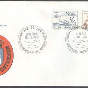 Grönland – FDC 1981-10-15 – Gamla Kulturer – Renar – Valrossjakt, 2 kpl Vinjett 1