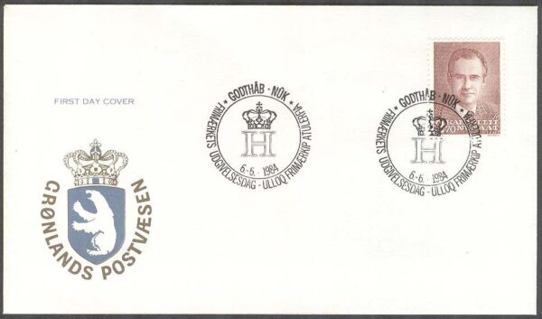 Grönland - FDC 1984-06-06 - Prins Henrik 50 år, 1 kpl Vinjett 1
