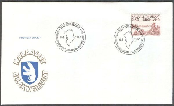 Grönland - FDC 1987-04-09 - Peter Rosing - Konstnär, 1 kpl Vinjett 1