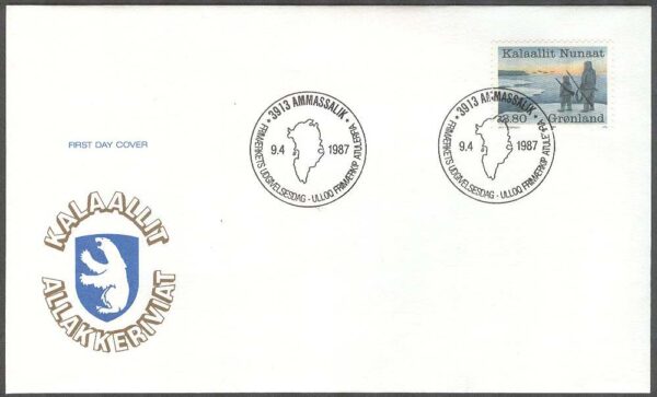 Grönland - FDC 1987-04-09 - Fångstnäringarnas år 1987, 1 kpl Vinjett 1
