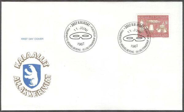 Grönland - FDC 1987-06-11 - Etnografiska motiv II, 2 kpl Vinjett 1