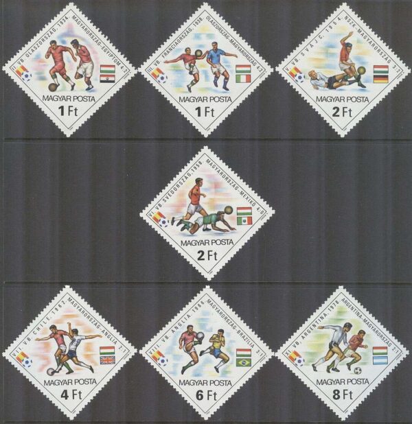 Ungern - M 3538-3544 A VM i fotboll i Spanien 1982, 7 kpl **