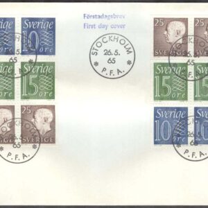 Sverige – FDC 1965-05-26 – HA 14 2 x 6-Block kpl, Stämpel 24 mm FDC Stämplar