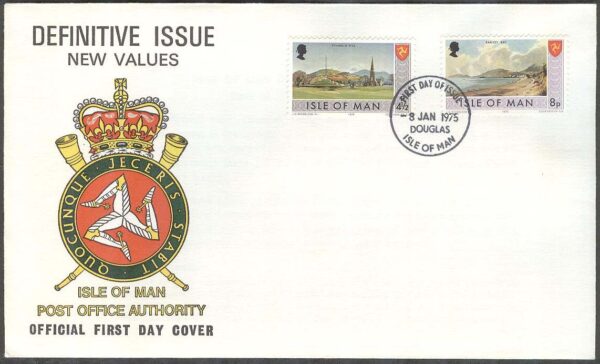 Isle of Man - FDC 1975-01-08 - Sevärdheter bla Kyrkan i Tynwald Hill, 2 kpl