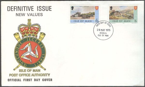 Isle of Man - FDC 1975-05-28 - Vyer från IoM - Landskap - Byggnader - Häst, 2 kpl