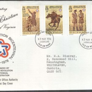 Isle of Man – FDC 1976-03-12 – Amerikanska revolutionen 200 år – Uniformer, 4 kpl Adressat