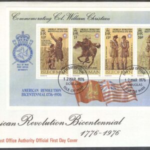 Isle of Man – FDC 1976-03-12 – Amerikanska revolutionen 200 år – Uniformer, Block