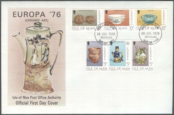 Isle of Man - FDC 1976-07-28 - Europa CEPT 1976 Konsthantverk, 6 kpl