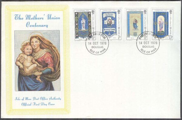 Isle of Man - FDC 1976-10-14 - Jul 1976 - Moderföreningar 100 år, 4 kpl