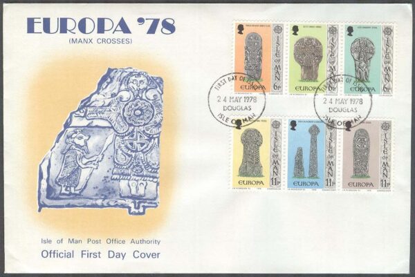Isle of Man - FDC 1978-05-24 - Europa CEPT 1978 Minnen, 2 st 3-strip kpl