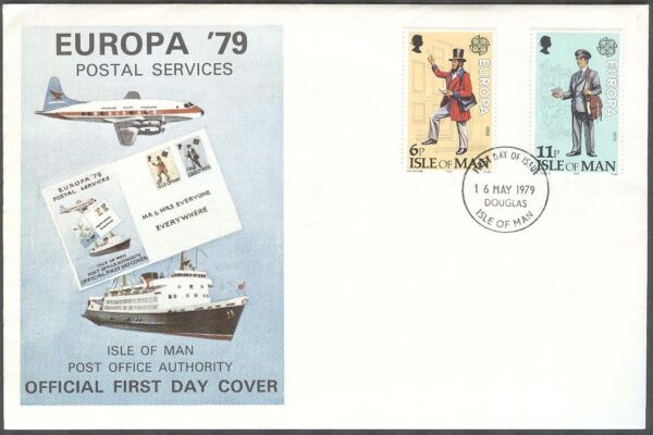Isle of Man - FDC 1979-05-16 - Europa CEPT 1979 Posthistoria - Brevbärare, 2 kpl