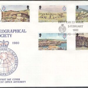 Isle of Man – FDC 1980-02-05 – Kung Geografiska sällskapet 150 år – Landskap, 5 kpl