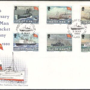 Isle of Man – FDC 1980-05-06 – IoM Steam Packet Company – Fartyg, 6 kpl