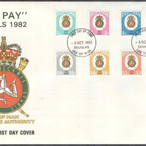 Isle of Man – FDC 1982-10-05 – Vapen & Sköldar – Portomärken, 8 kpl