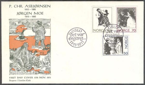 Norge - FDC 1971-11-17 - Sagomotiv I, 3 kpl Vinjett 5