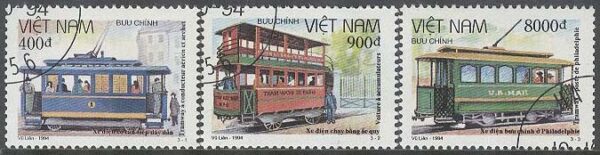 Vietnam - M 2646-2648 Järnväg - Spårvagnar från bla England, 3 kpl