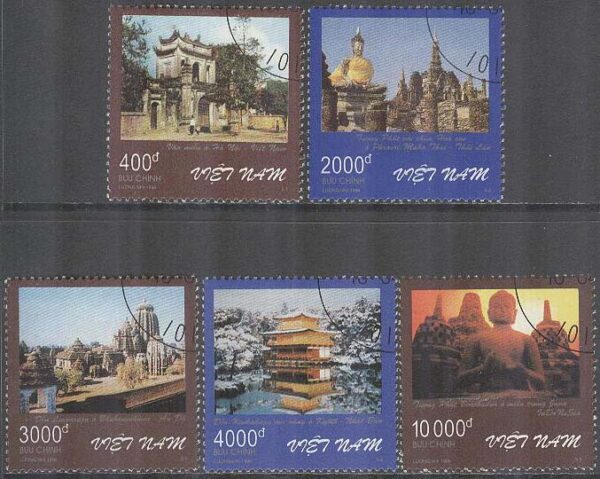 Vietnam - M 2772-2776 Sevärdheter i Asien II bla Tempel i Hanoi, 5 kpl