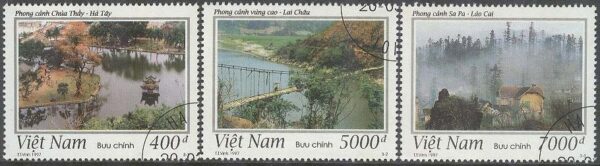 Vietnam - M 2838-2840 Landskap i Nordvietnam bla Hängbro i Lai Châu, 3 kpl