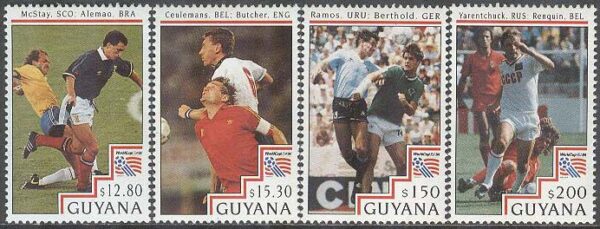 Guyana - M 4283-4284, 4288-4289 VM i Fotboll i USA 1994 I Spelare, 4 olika **