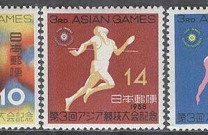 Japan – M  681-683 3:e Asien Spelen 1958 bla Simhopp, 3 olika **