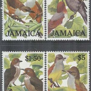 Jamaica – M  624-627 Fåglar bla Vitögd trast, 4 kpl **