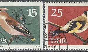 DDR – M 1834, 1836, 1838-1839 Skyddade Fåglar bla Sidensvans, 4 olika