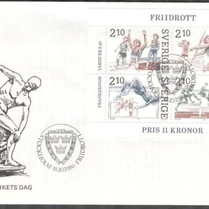 Sverige – FDC 1986-10-18 – Friidrott, HBL kpl Vinjett 2