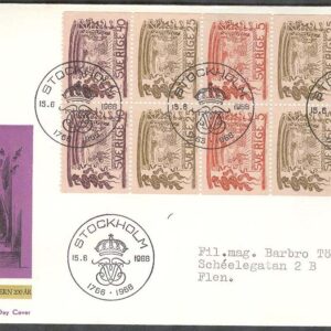Sverige – FDC 1966-06-15 – Drottningholmsteatern, Helt Block kpl Vinjett 1 Adressat