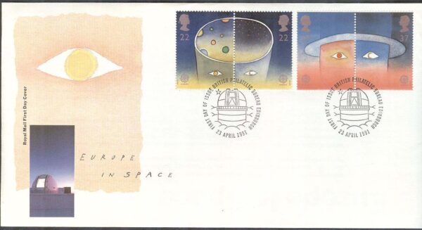 England - FDC 1991-04-23 - Europa CEPT 1991 Europa i Rymden, 2 sr par kpl
