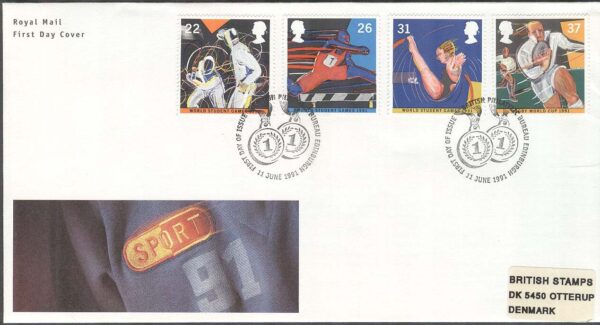 England - FDC 1991-06-11 - Sport - Studentspelen & Rugby, 4 kpl