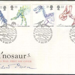 England – FDC 1991-08-20 – Förhistoriska Djur – Skelett, 5 kpl