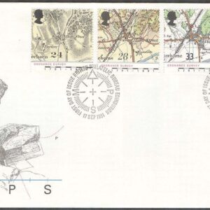 England – FDC 1991-09-17 – Lantmätningen 200 år – Kartor, 4 kpl