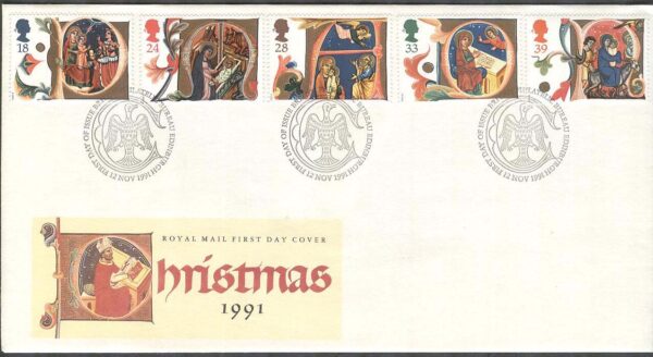 England - FDC 1991-11-12 - Jul 1991 - Bokmåleri, 5 kpl