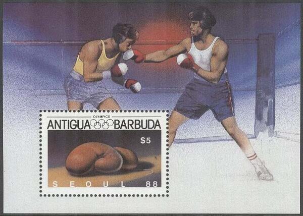 Antigua & Barbuda - M BL 125 OS i Seoul 1988 Boxning - Boxhandske, Block **